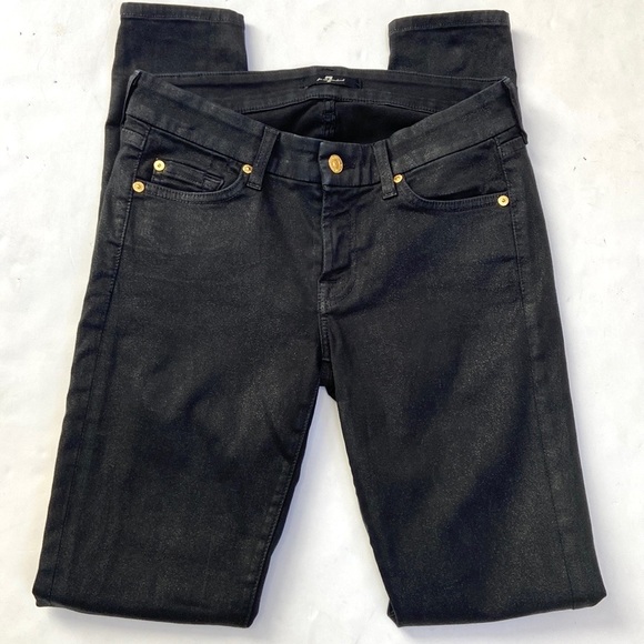 7 For All Mankind Black Coated Jeans - Picture 2 of 10